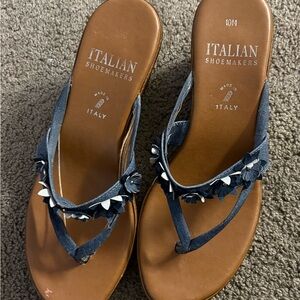 Vintage Italian Shoemakers Navy Floral Sandals